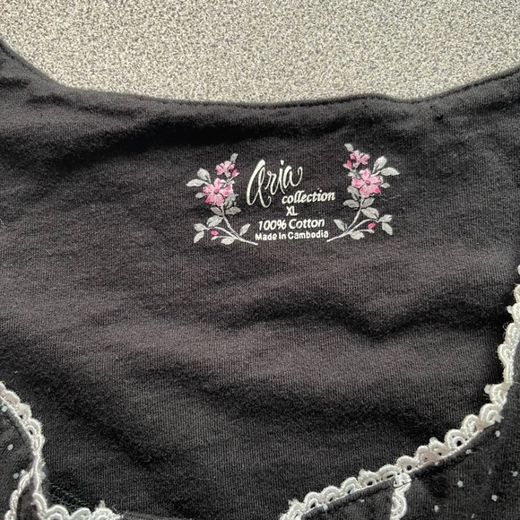 Aria Collection Black White Dotted Cotton Nightdress Size XL - Picture 4 of 9